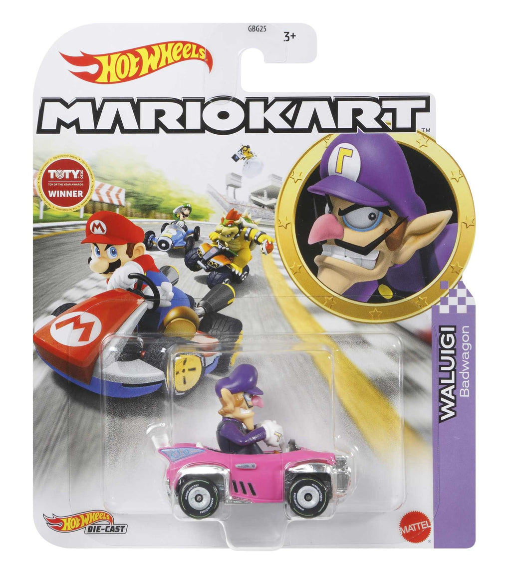 Hot Wheels Mario Kart Veículo de Brinquedo Waluigi Badwagon
