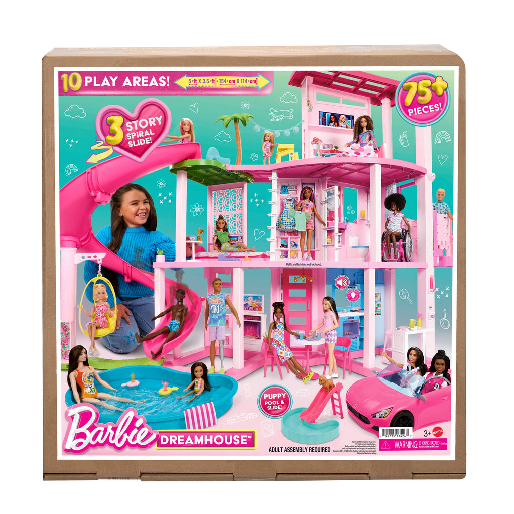 Barbie Dreamhouse, Pool Party Doll House With 75+ Pieces And 3-Story Slide, Barbie House Playset, Pet Elevator And Puppy Play Areas