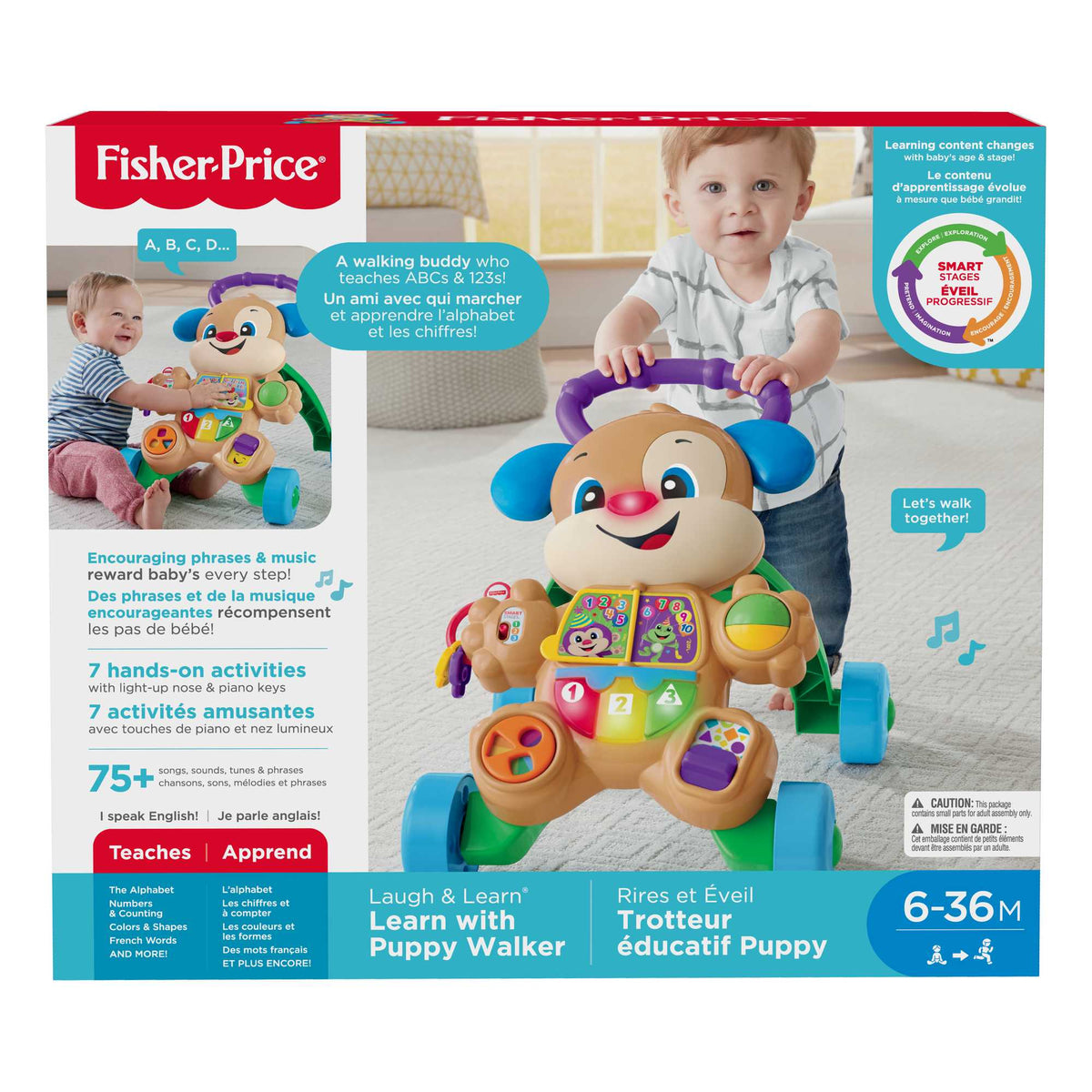 Fisher-Price Rires et Éveil Éveil Progressif Trotteur Éducatif Puppy Version Anglaise et Française