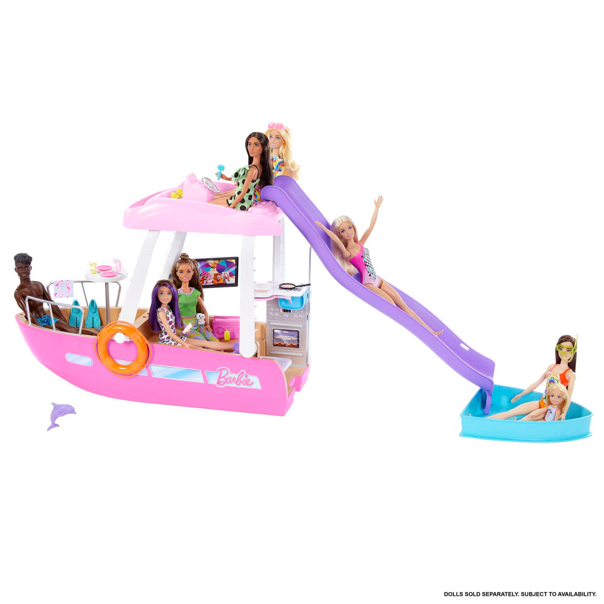 Barbie Boat With Pool And Slide, Dream Boat Playset And Accessories