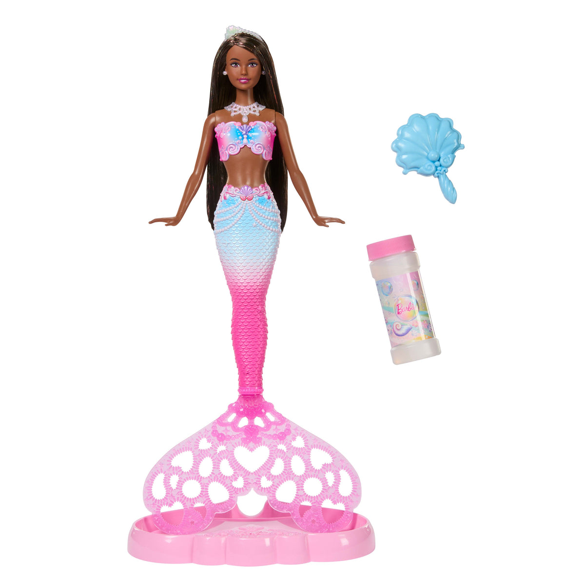 Barbie Bubble Sparkle Mermaid Doll With Bubble-Making Feature, Includes Bubble Solution & Hairbrush