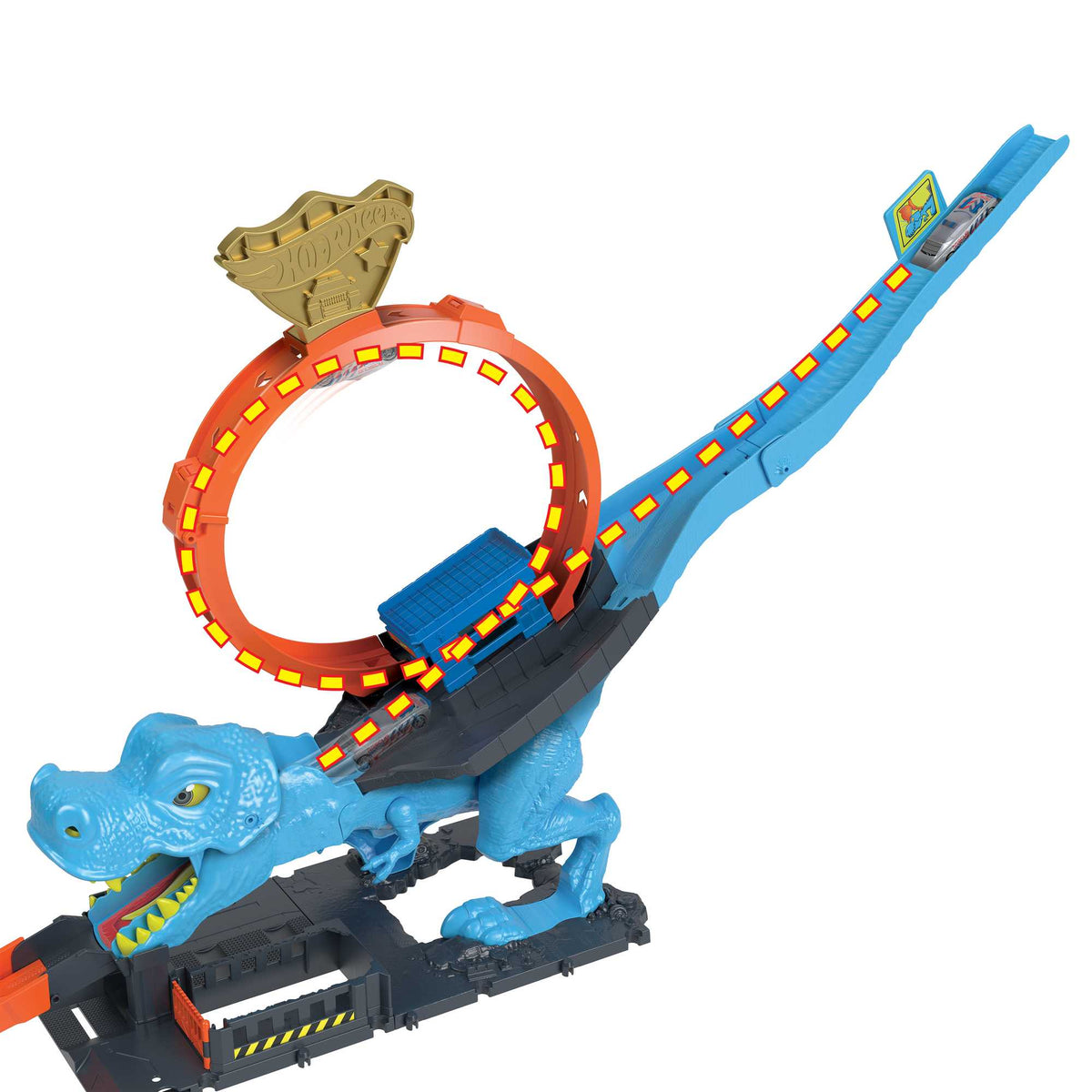 Hot Wheels City-L’Attaque du T-Rex-Coffret Looping, 1 Voiture Incluse