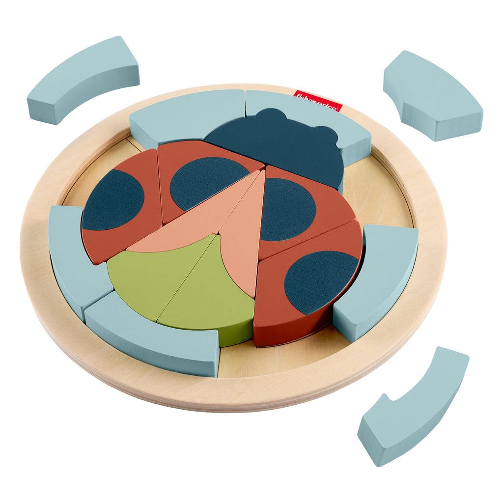 Fisher-Price Tiny Garden Wooden Lady Bug Jigsaw Puzzle For Kids Developmental Play, 18 Wood Pieces
