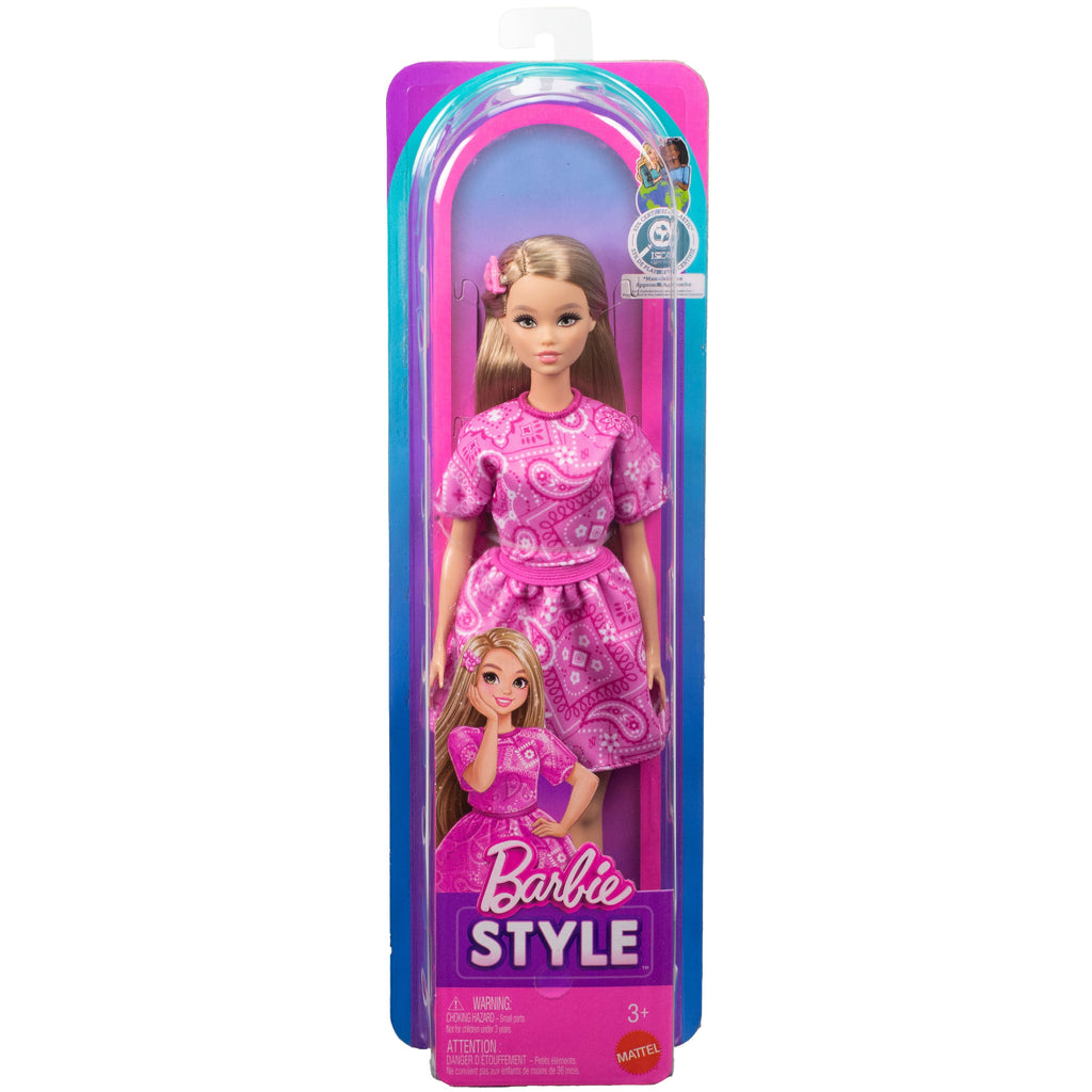 Barbie Fashionistas Style Doll #249 in Pink Paisley Skirt, Pink Paisley Top, Blonde Hair