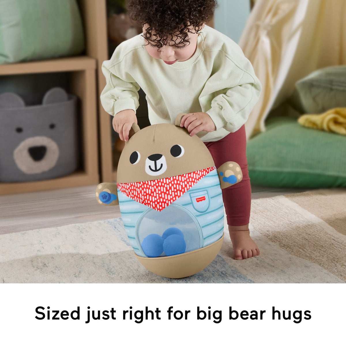 Fisher-Price Friendship Forest Bat & Wobble Inflatable Bear Roly-Poly Activity Toy For Baby