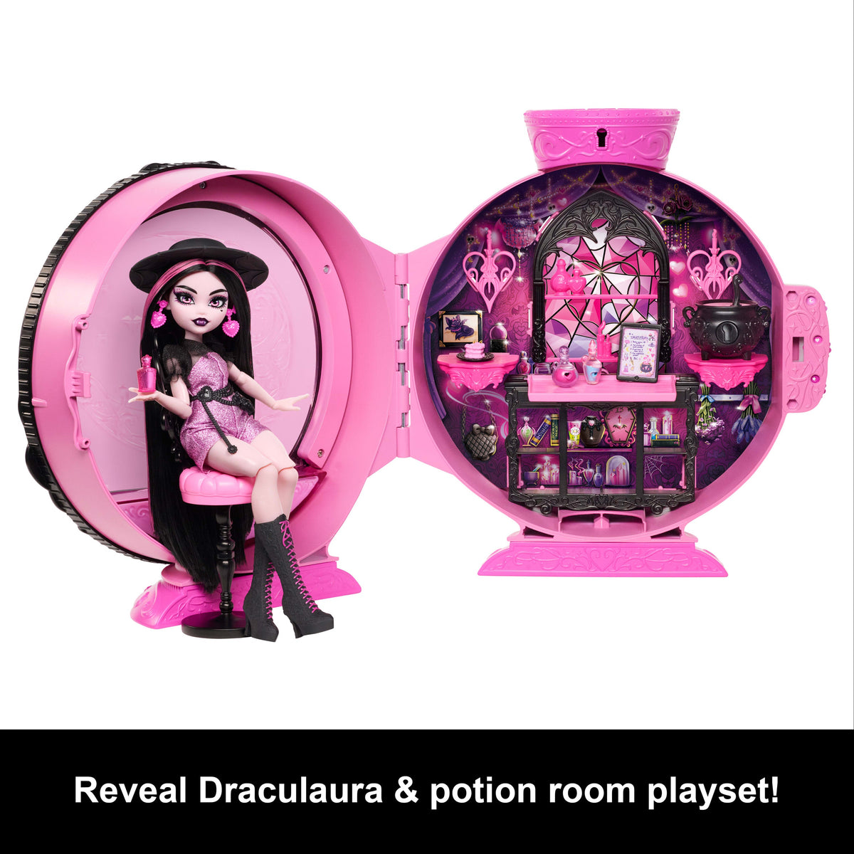 Monster High Potion Reveal Playset With Draculaura Doll & 9 Accessories, Secret Code Unboxing