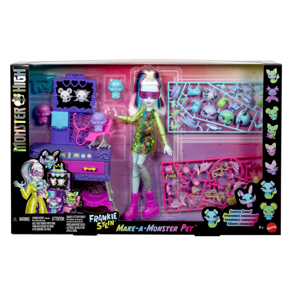 Monster High Frankie Stein Make-A-Monster Pet Doll Playset, 30+ Accessories For Countless Pet Combos