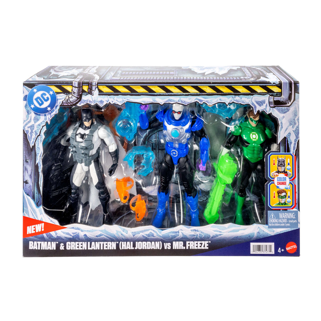 DC Premier Batman & Green Lantern Hal Jordan Versus Mr Freeze 3 Action Figure Pack, Color Change