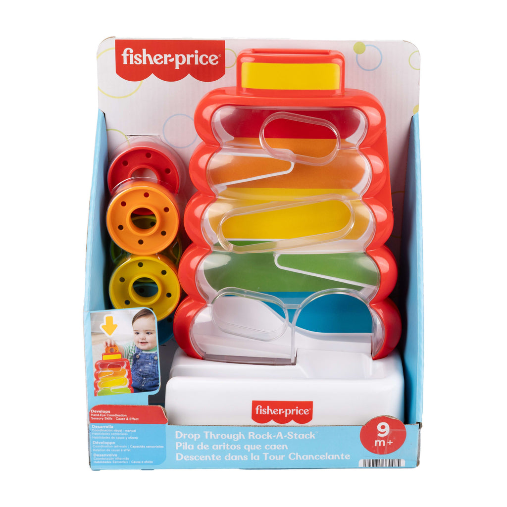 Fisher-Price Drop Through Rock-A-Stack Baby & Toddler Developmental Activity Toy, 5 Coins