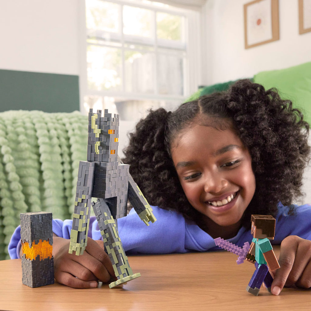 Minecraft Steve Action Figure & Accessory Set, 3.25-Inch Scale Collectible Toy With Building Piece