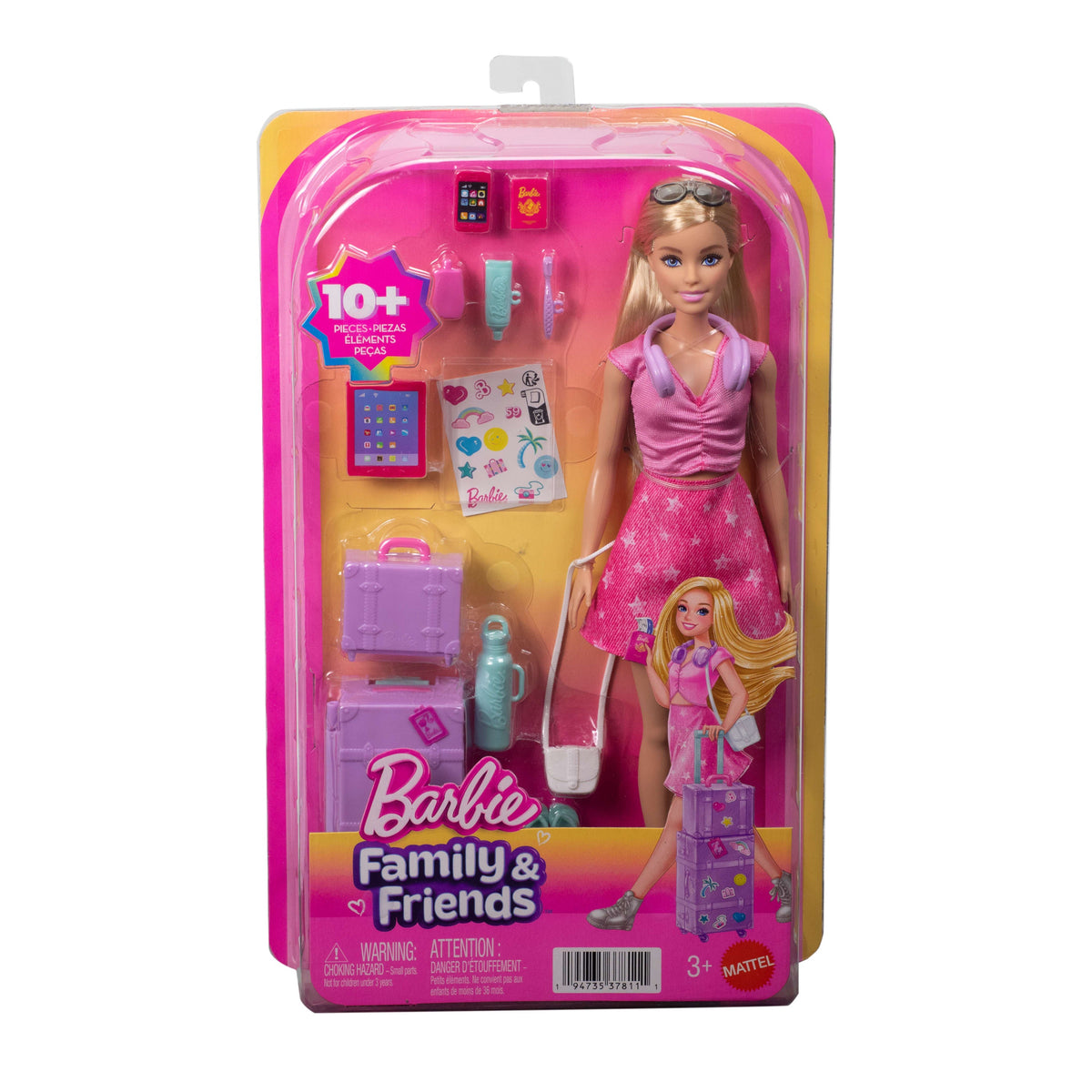 Barbie Family & Friends Limitless Adventure ‘Malibu’ Fashion Doll With 10+ Travel-Themed Accessories