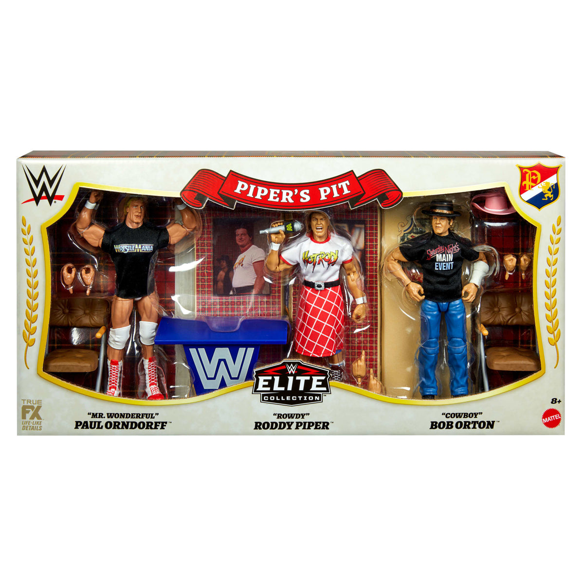 WWE Elite Collection Piper's Pit Set Of 3 Collectible 6-Inch Action Figures & Accessories