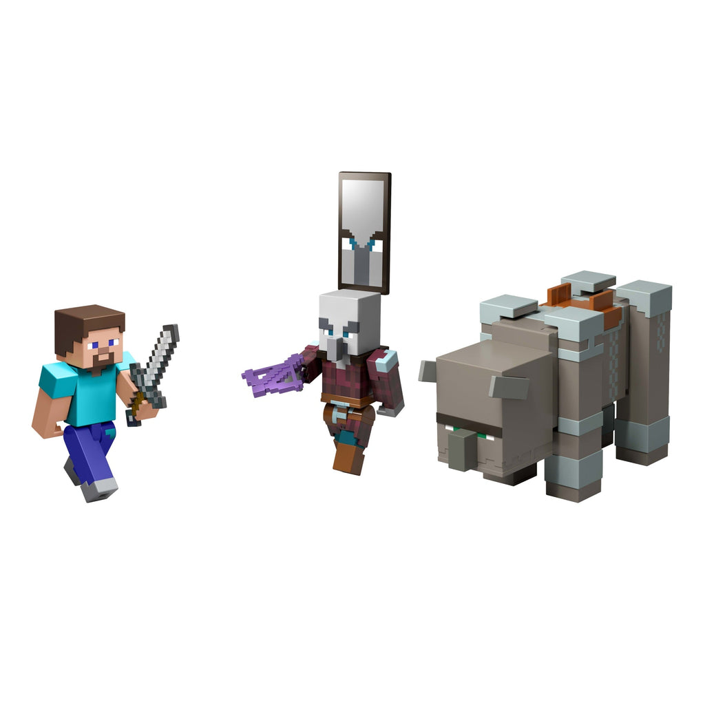 Minecraft Village Raid Pack With 3 Action Figures & 3 Accessories, 3.25-Inch Scale Collectible Set
