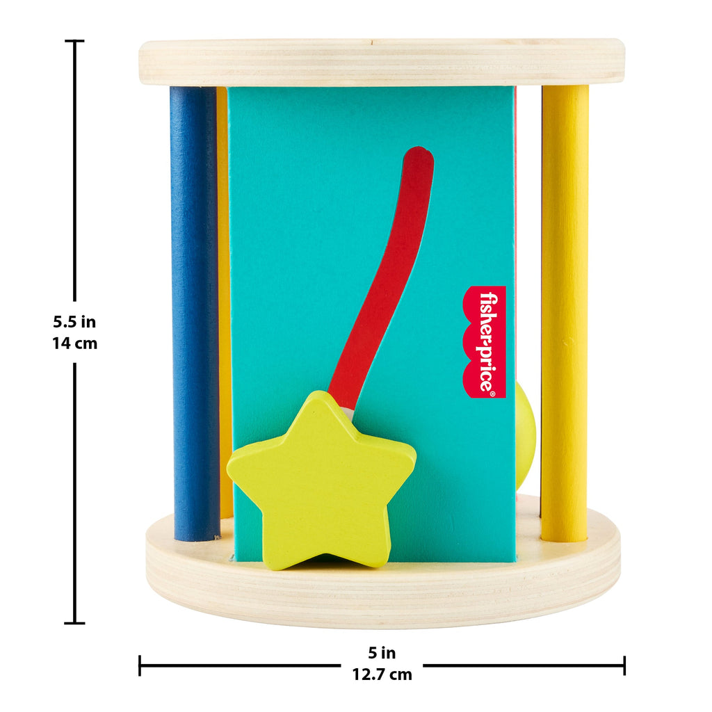 Fisher-Price Wooden Crawl After Roller Baby Activity Toy For Sensory & Motor Skills Development