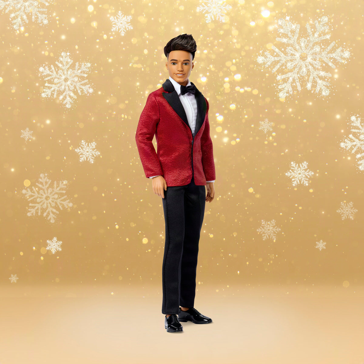 Barbie Signature 2026 Holiday Curly Black Hair Ken Collectible Fashion Doll Wearing Full Suit With Red Jacket