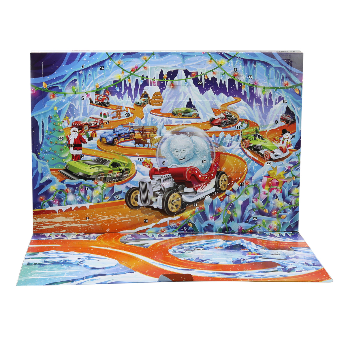 Hot Wheels 2026 Advent Calendar, 10 Toy Vehicles in 1:64 Scale, 14 Accessories & 10 Ornament Clips