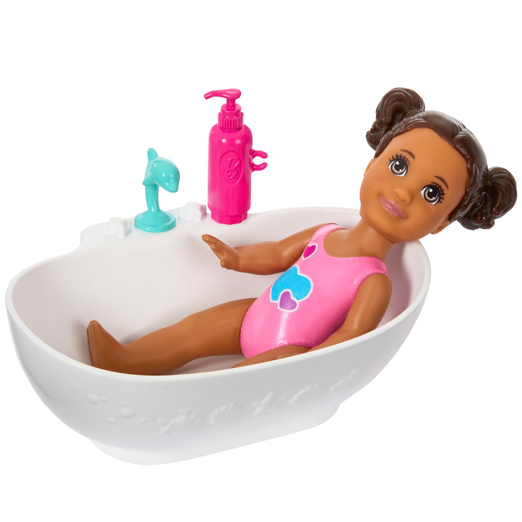 Barbie Skipper Babysitters inc. Playset With Skipper Doll, Toddler Doll, Bathtub & 6 Accessories
