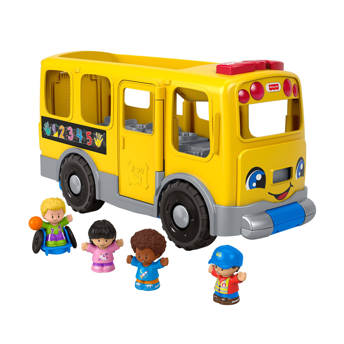 Fisher-Price Little People Big Yellow School Bus Pull-Along Toddler Learning Toy, Multilanguage Version