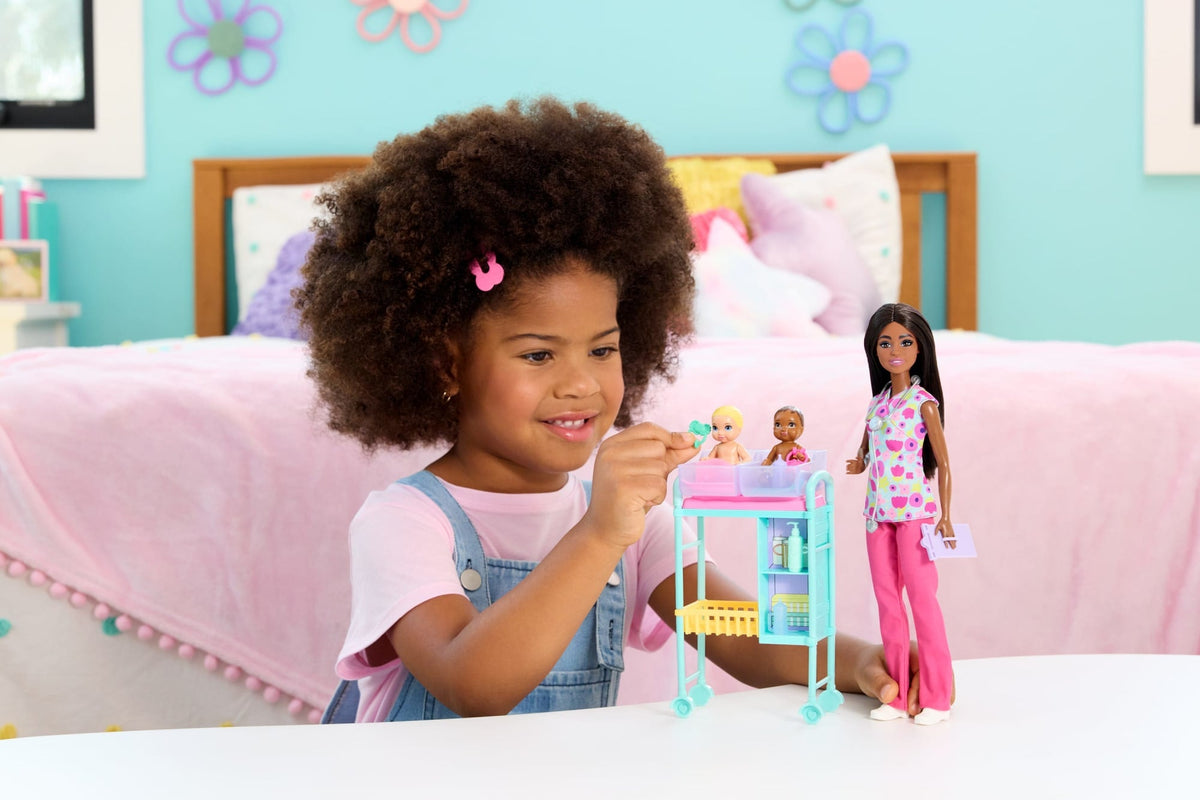 Barbie Careers Baby Doctor Playset With Brunette Fashion Doll, 2 Baby Dolls, Exam Table & Accessories