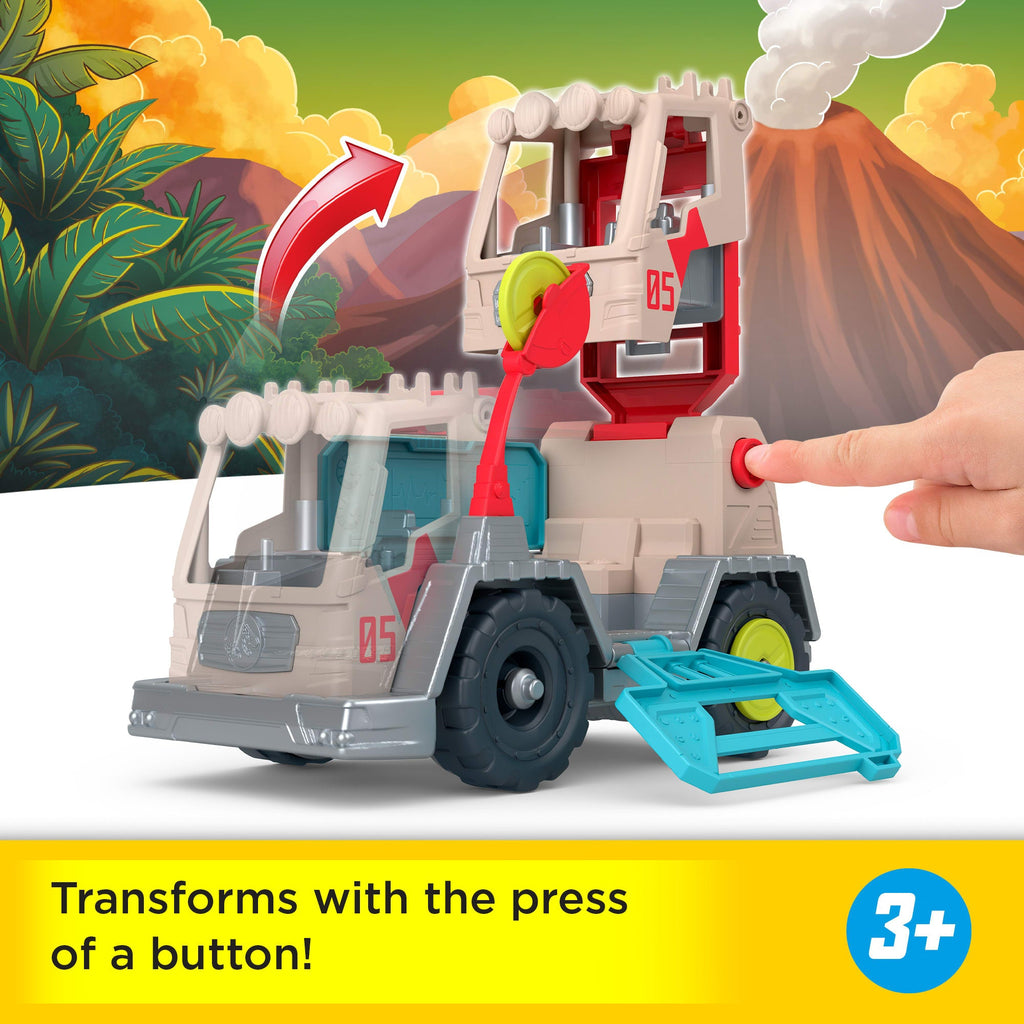 Imaginext Jurassic World Trek ‘n Transform Toy Vehicle Play Set With Dinosaur, Figure & Projectile