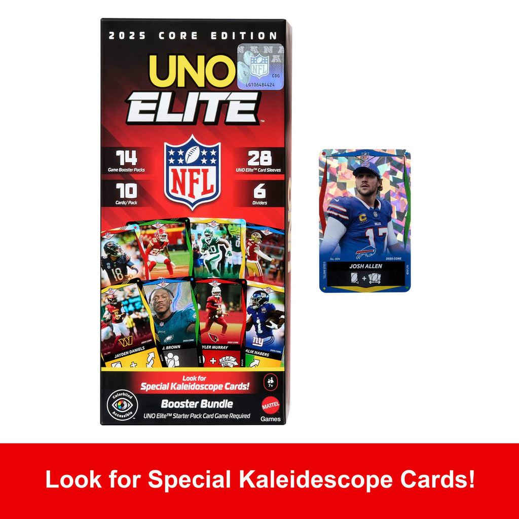 UNO Elite NFL Booster Bundle Set With 140 Elite Action Cards, 2025 Core Edition (Players May Vary)
