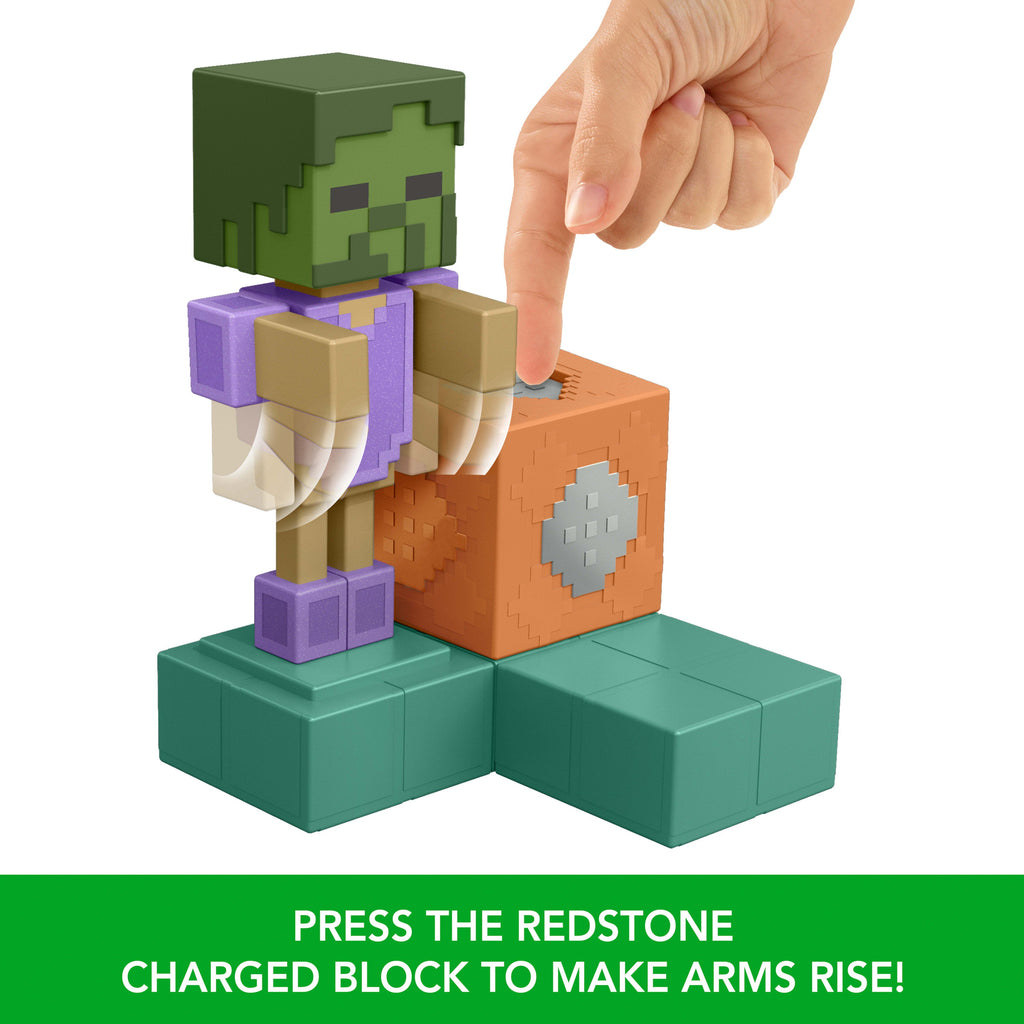 Minecraft Redstone Charged Animated Armor Stand Set, 1 3.25-Inch Scale Action Figure, 1 Mechanism & 1 Accessory