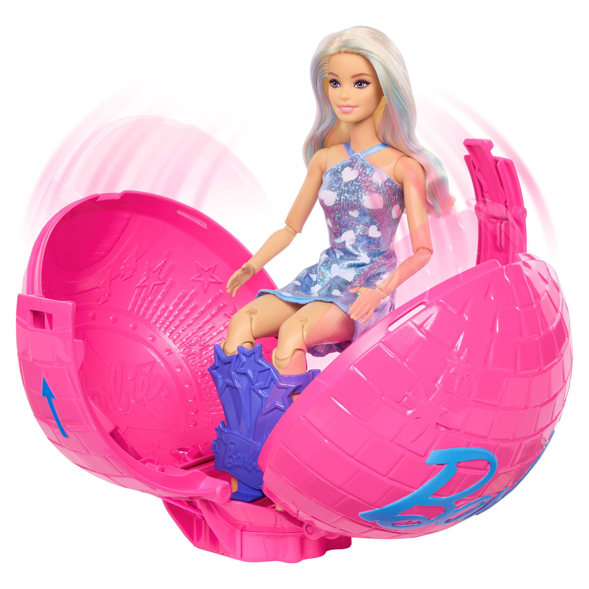 Barbie Team Barbie Roll And Reveal Pop Star Doll And Accessories With Blonde Fashion Doll, 8 Surprises S & Disco Ball Encasement