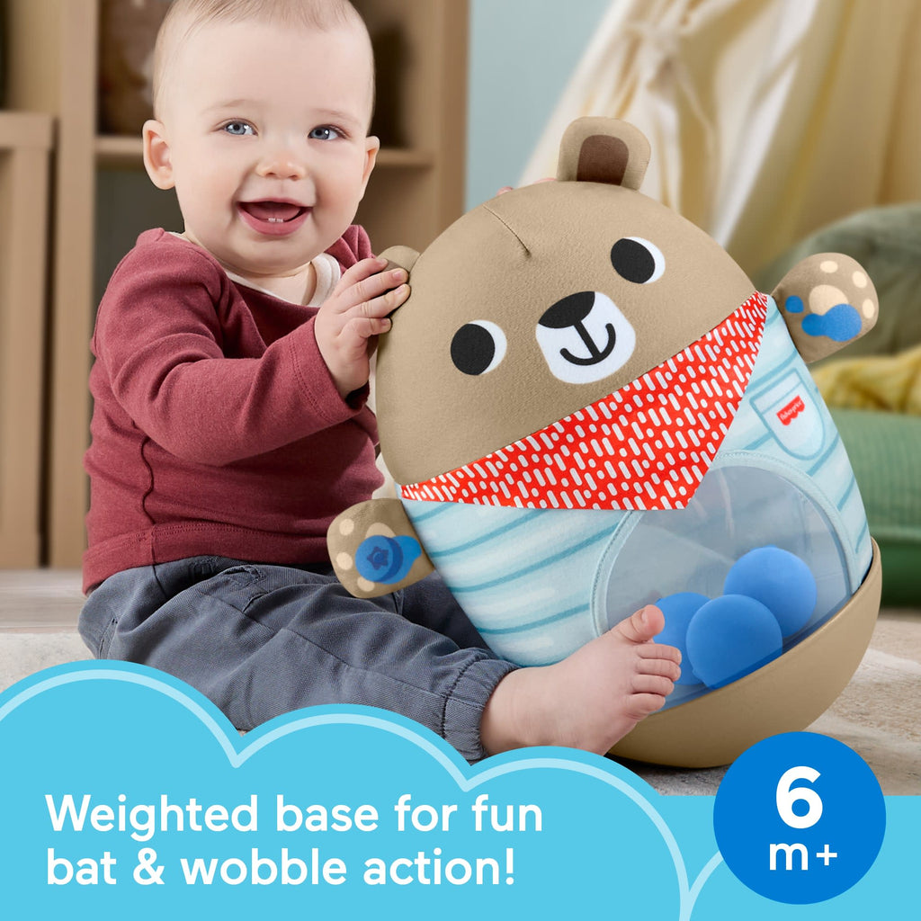 Fisher-Price Friendship Forest Bat & Wobble Inflatable Bear Roly-Poly Activity Toy For Baby