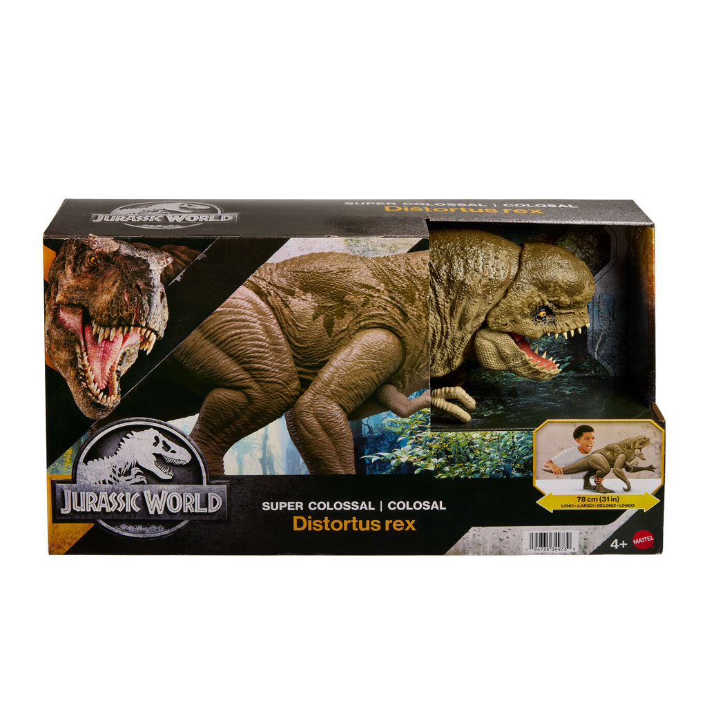 Jurassic World Rebirth Super Colossal Distortus Rex Dinosaur Figure, 31 Inch, Swallows Minis