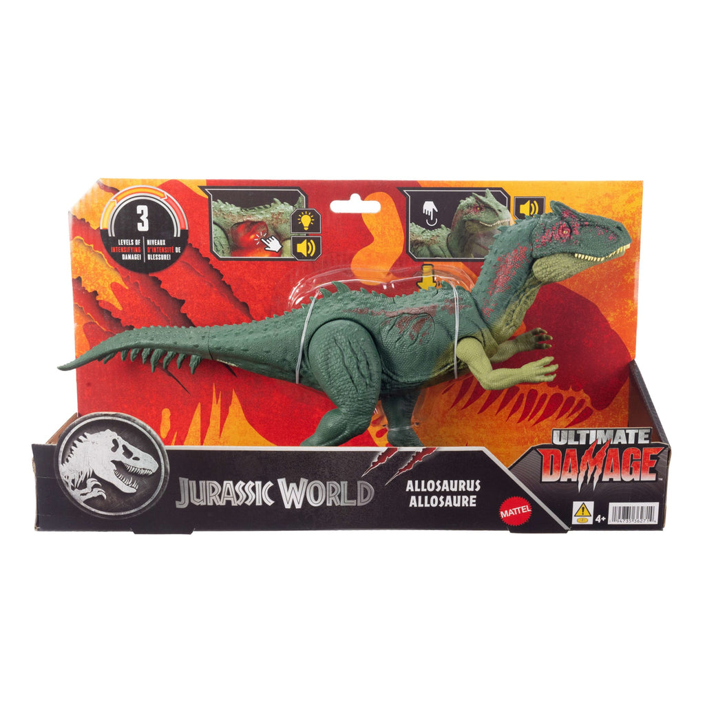 Jurassic World Rebirth Ultimate Damage Allosaurus Light Up Dinosaur Figure, Chomp & Roar Toy