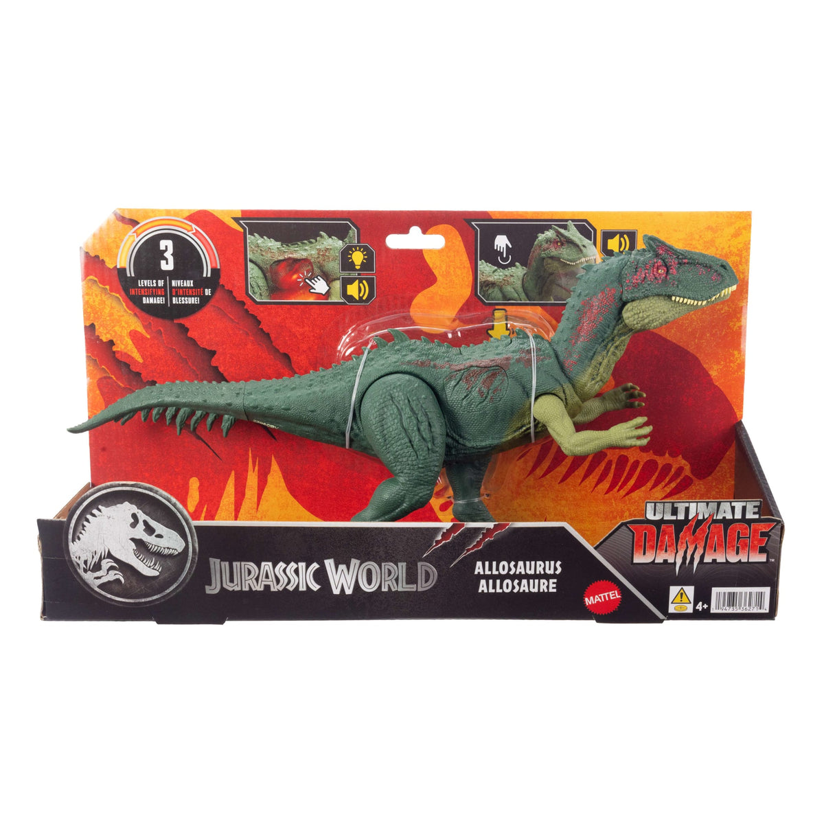 Jurassic World Rebirth Ultimate Damage Allosaurus Light Up Dinosaur Figure, Chomp & Roar Toy