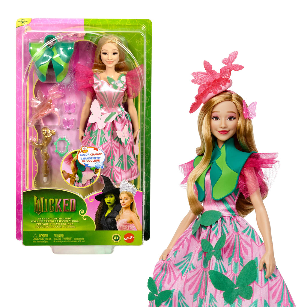 Universal Pictures’ Wicked Get Ready With Glinda Doll Set With 8 Accessories & Color Change Fun