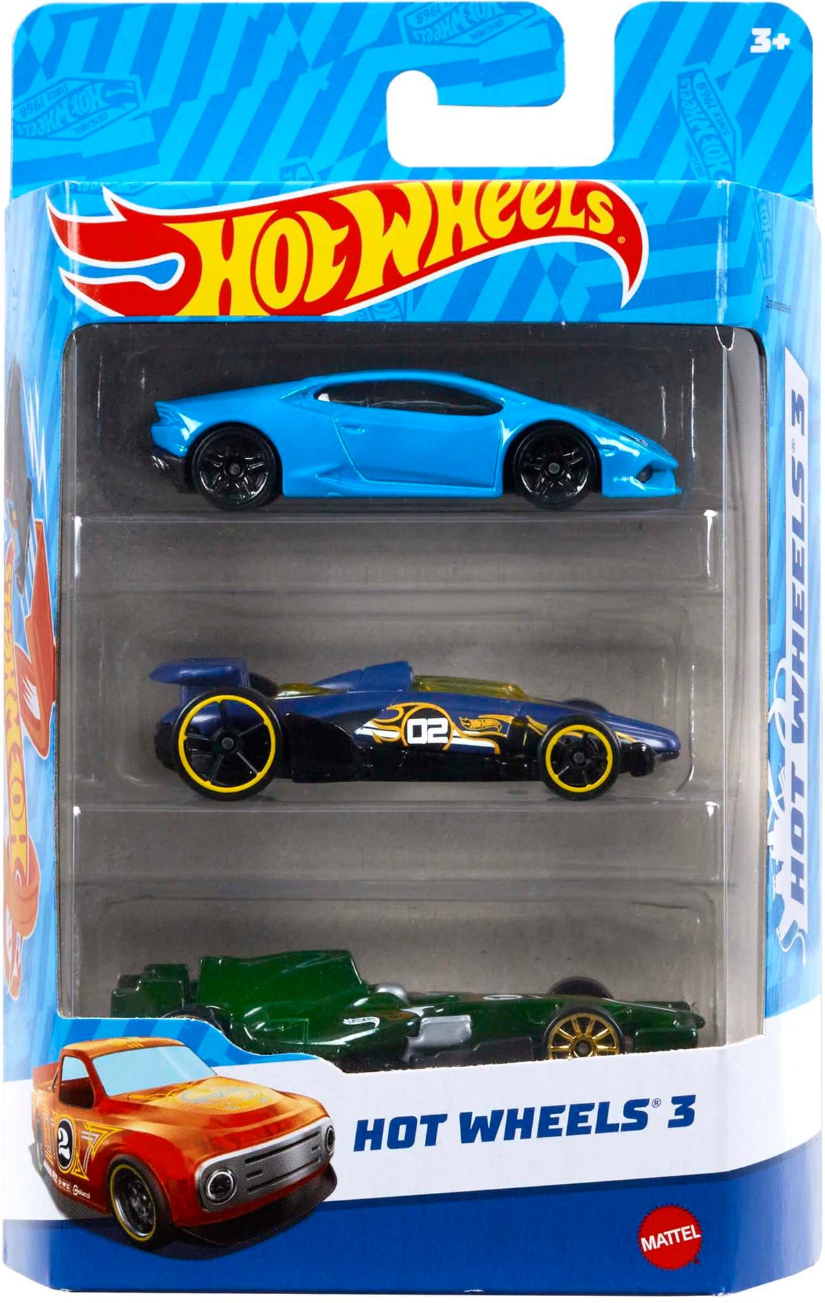 Hot Wheels 1:64 Scale Toy Cars & Trucks, 3-Pack