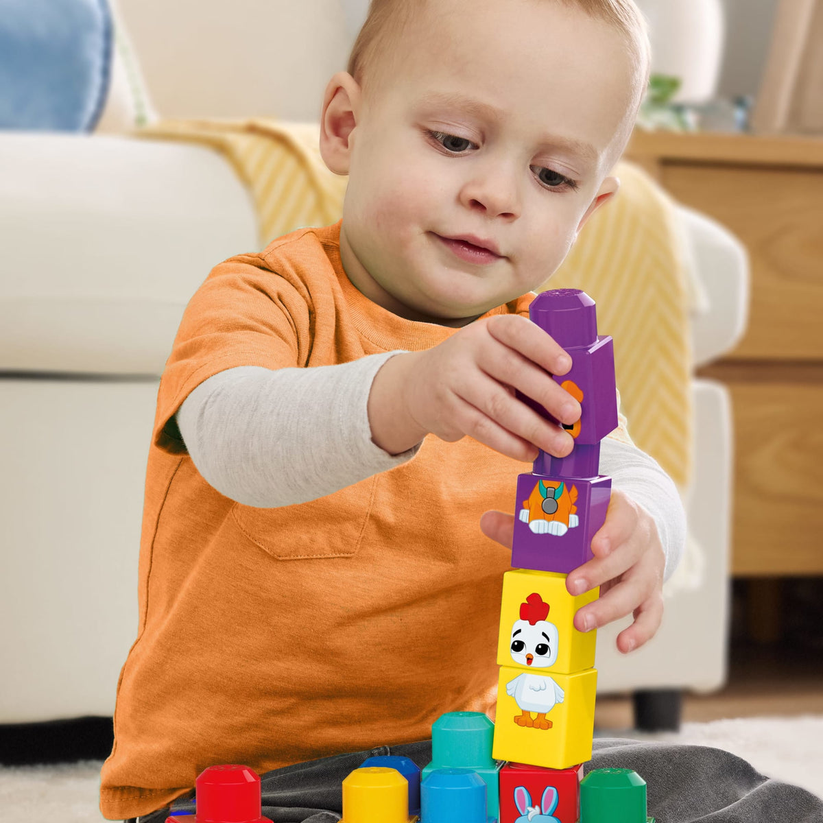 Mega Bloks Jogo de Construção Mega Bloks Trator Animais Monte e Combine