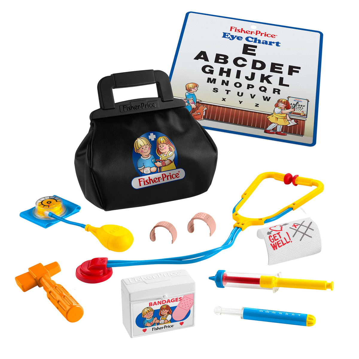 Fisher-Price 1988 Medical Kit, 11-Piece Doctor Bag Pretend Play Set For Preschool Kids