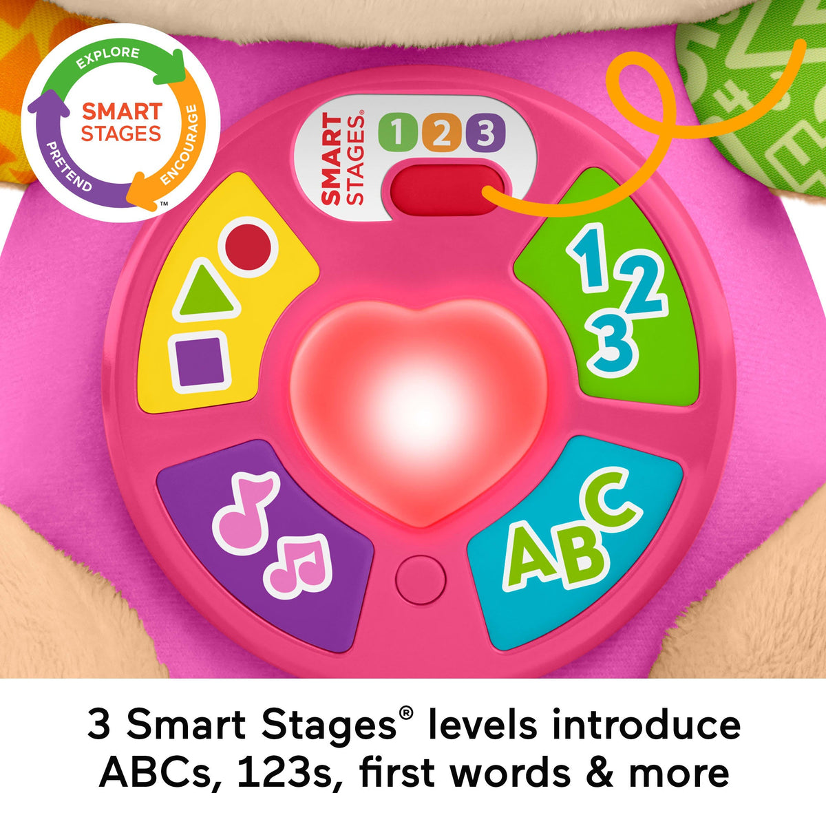 Fisher-Price Laugh & Learn Smart Stages Sis Pink Plush Musical Learning Toy For Baby & Toddler