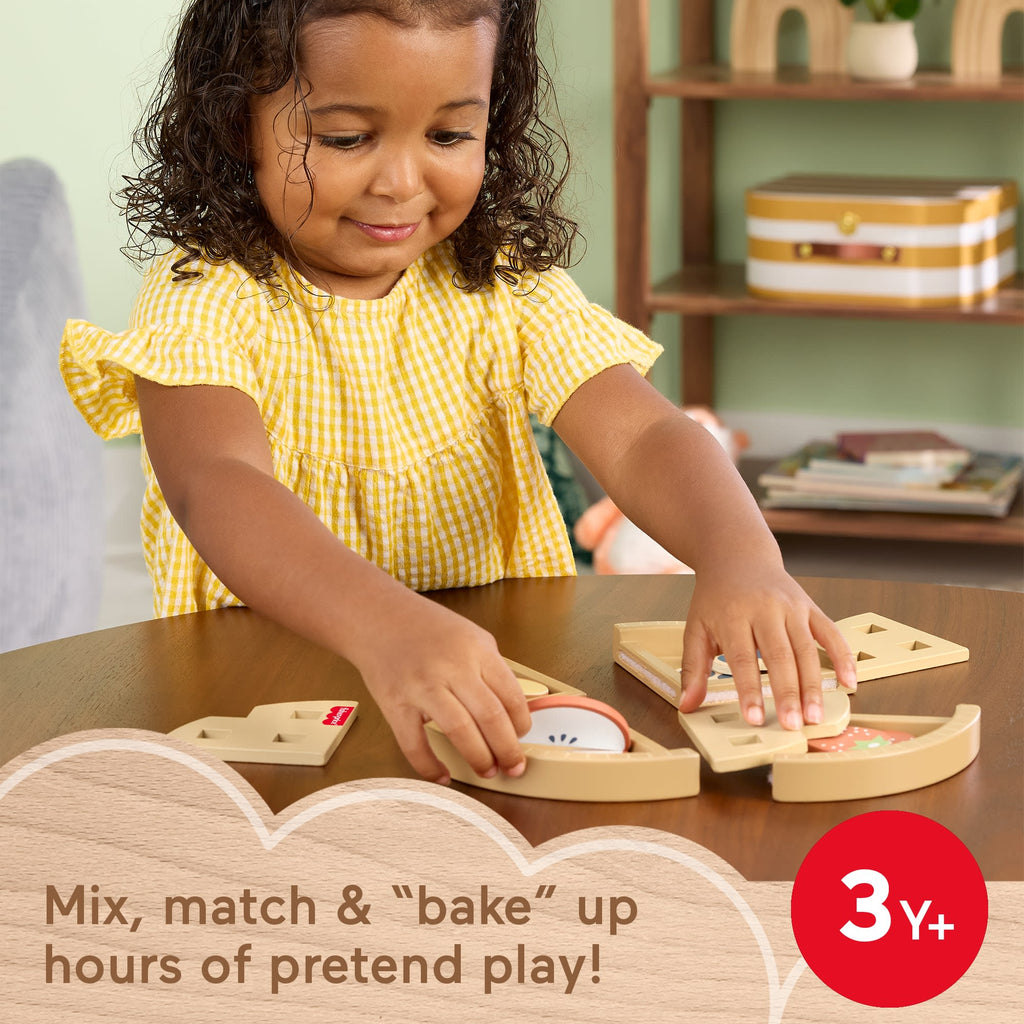 Fisher-Price Tiny Garden Wooden Fruit Pie, Pretend Food Puzzle Set For Kids, 16 Wood Pieces