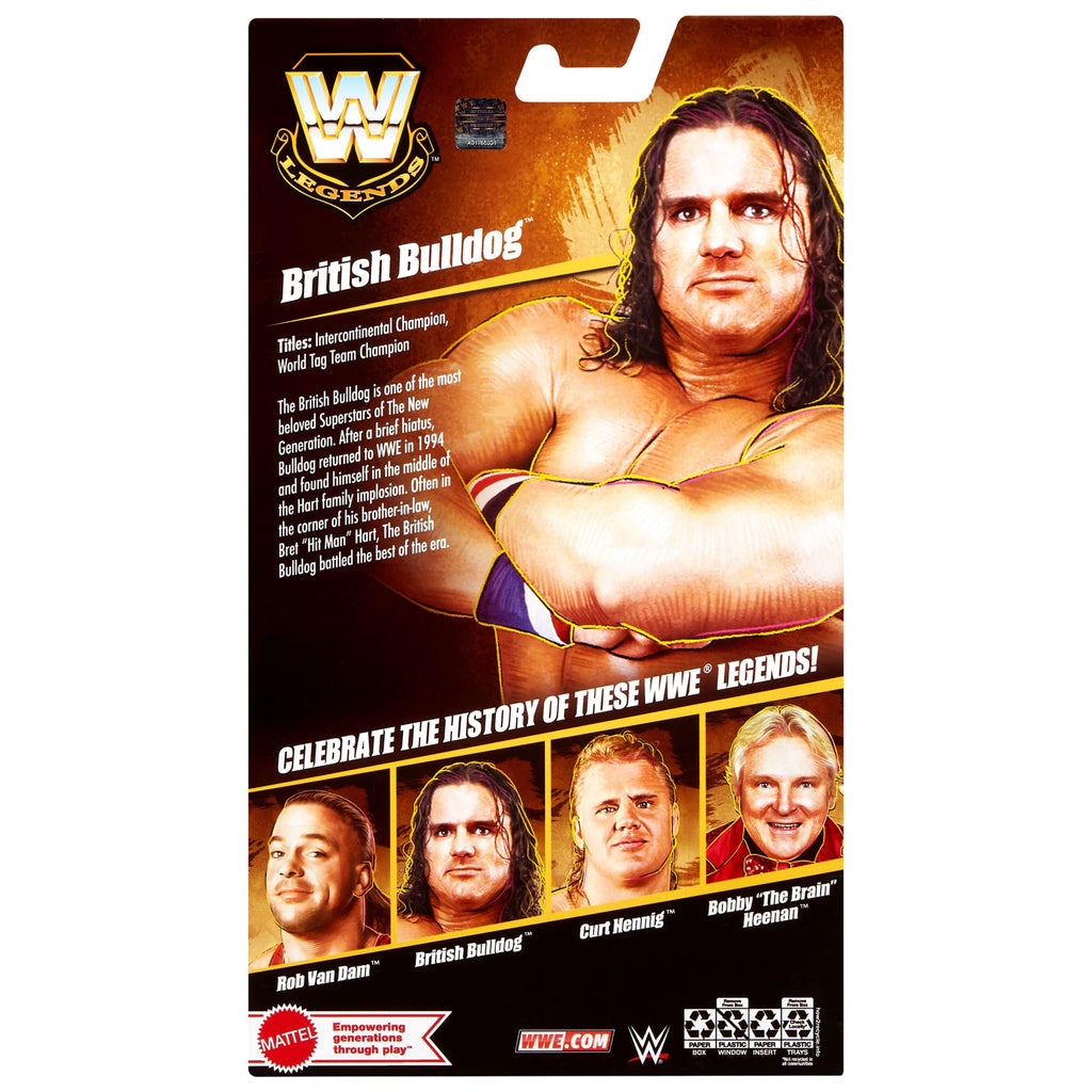 WWE Elite Legends British Bulldog Action Figure & Accessories, Series 29 6-Inch Collectible Set