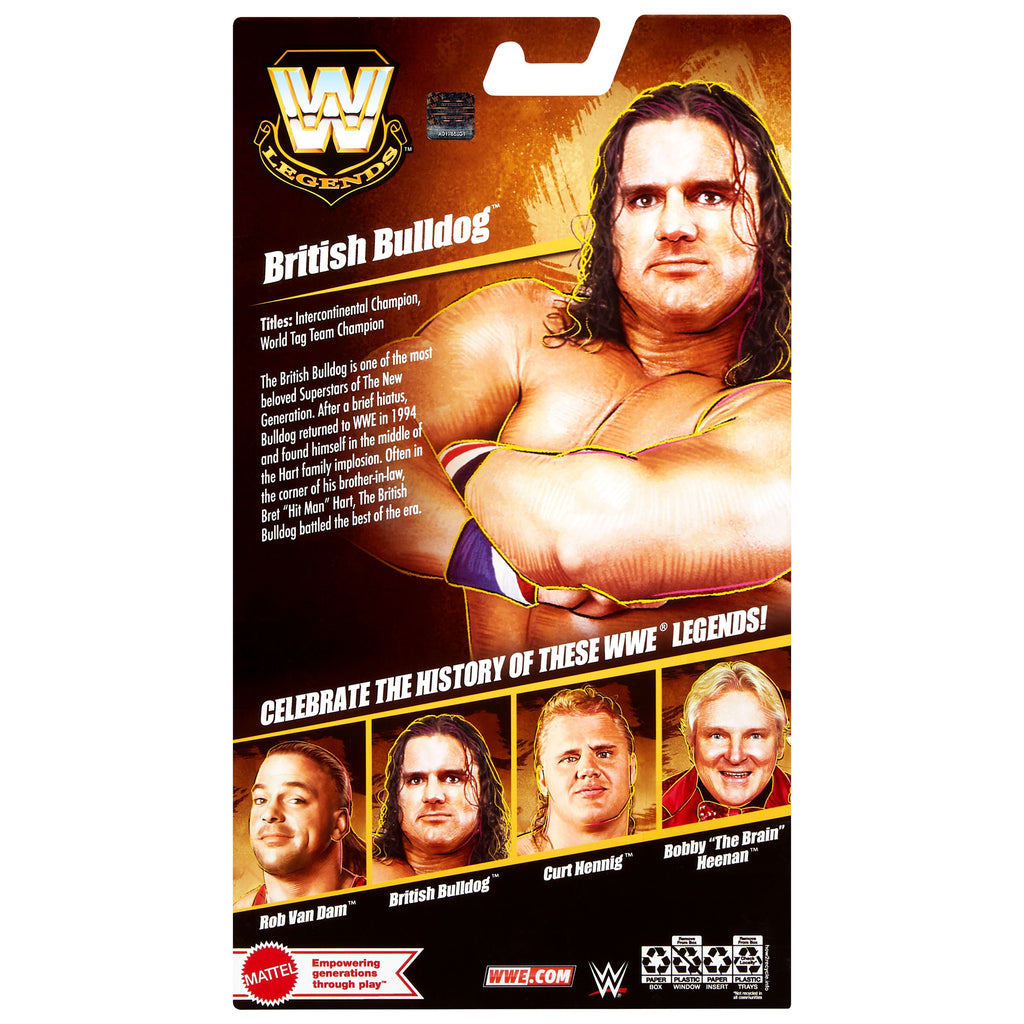 WWE Elite Legends British Bulldog Action Figure & Accessories, Series 29 6-inch Collectible Set