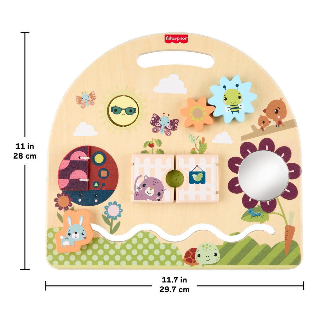 Fisher-Price Wooden Take-Along Activity Station, Wood Busy Board For Baby & Toddler