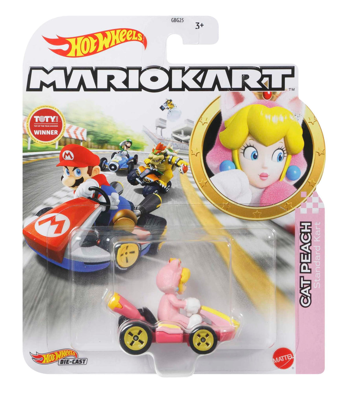 Hot Wheels Mario Kart Veículo de Brinquedo Cat Peach Standard Kart