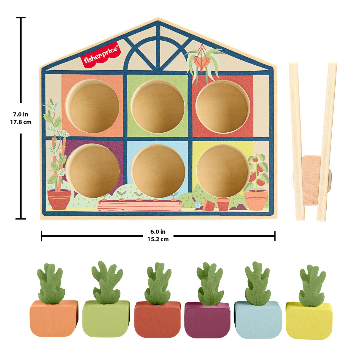 Fisher-Price Tiny Garden Wooden Sorting Greenhouse Activity Toy For Preschool Kids