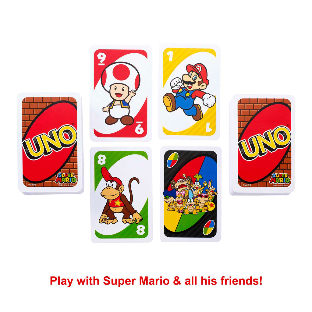 UNO Super Mario Card Game, Video Game Themed Travel Game in Collectible Storage Tin