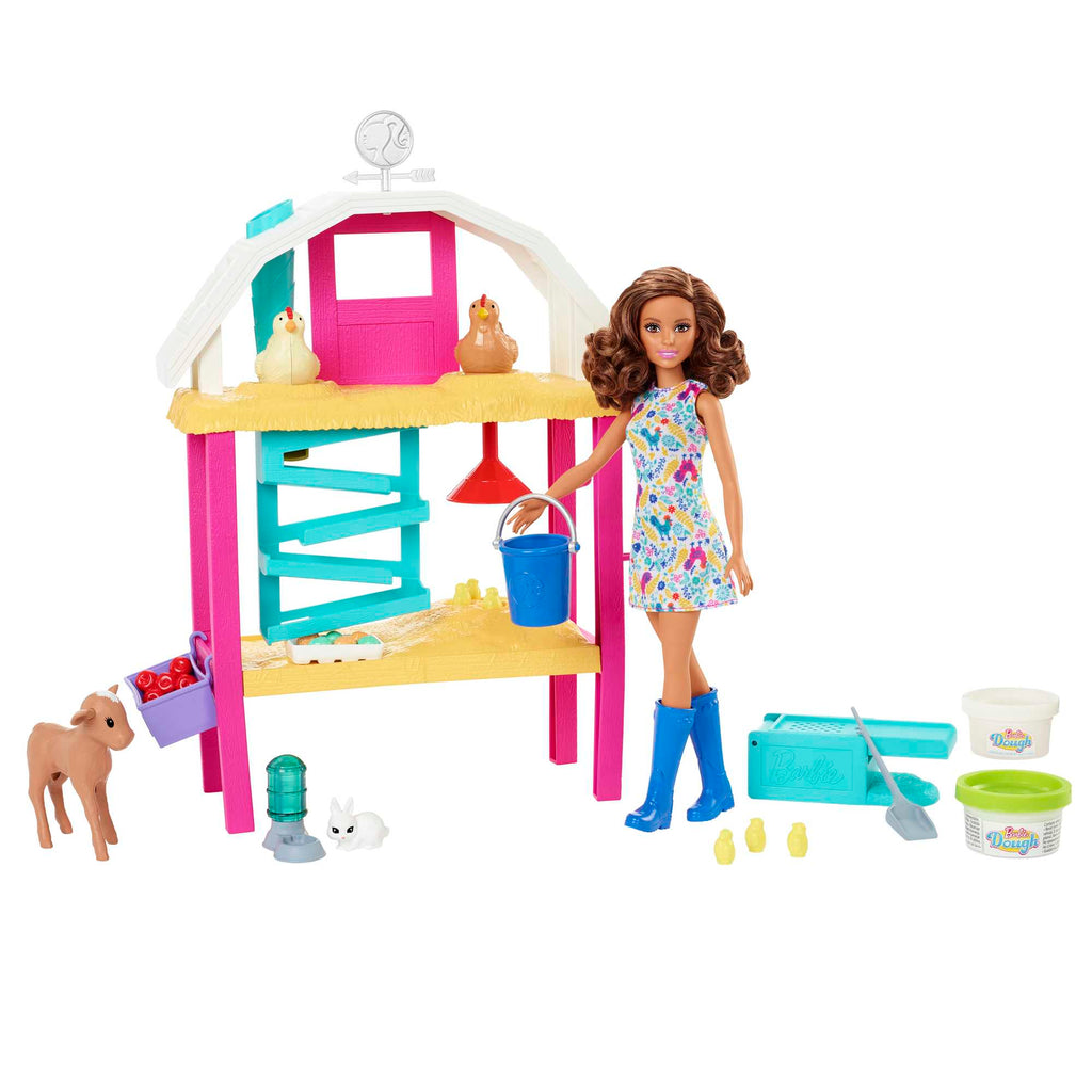 Barbie Coffret Barbie à La Ferme, Poupée Barbie Brune
