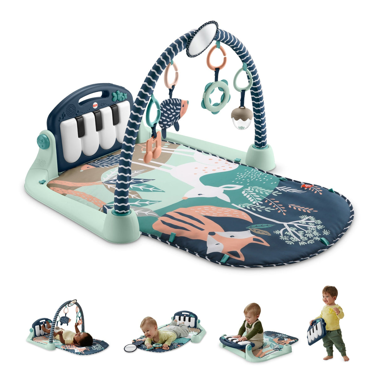 Fisher-Price Tapis Piano Tapis D’Éveil Thème Animaux de La Forêt