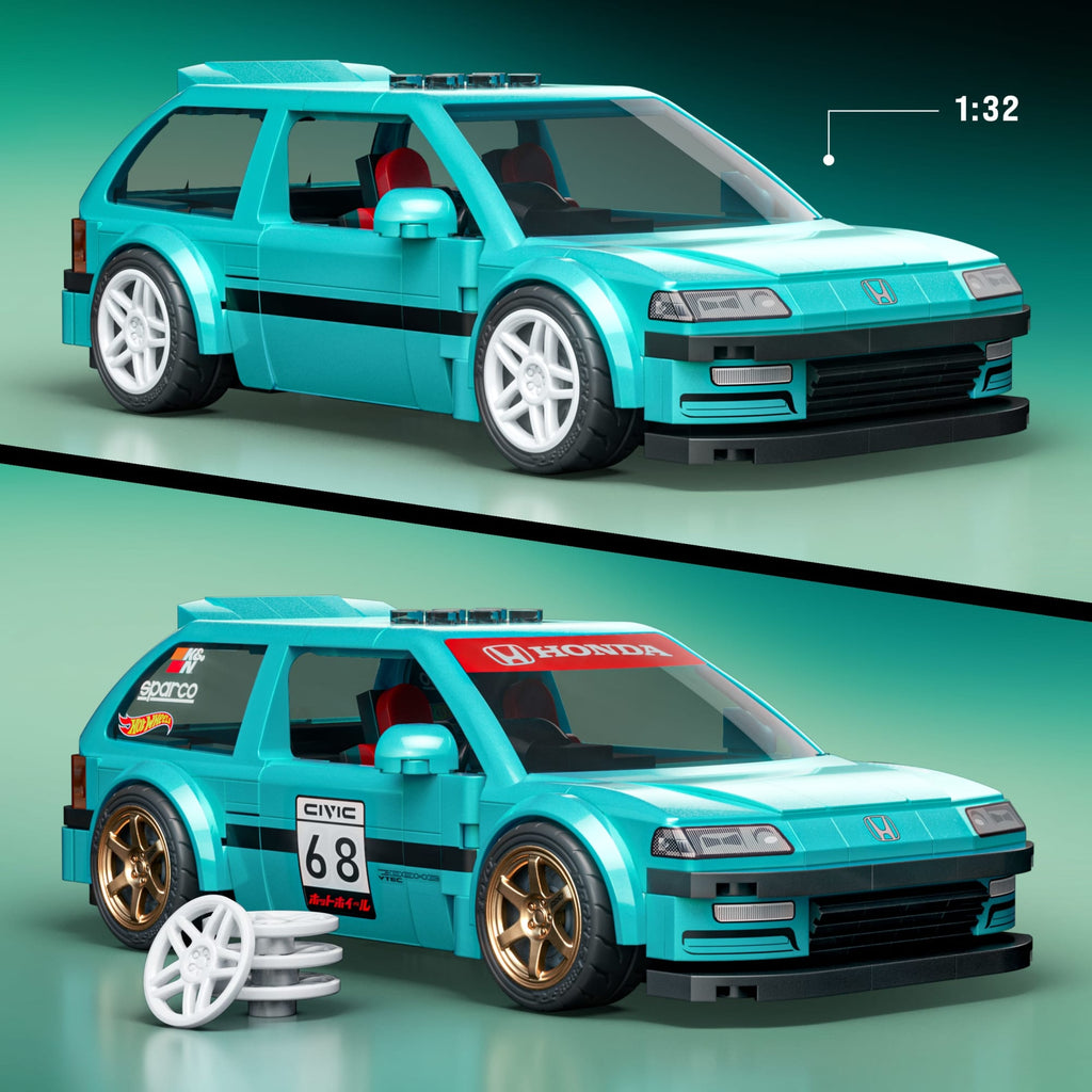 Hot Wheels Coffret Mattel Brick Shop Série Speed Custom Honda Civic Ef de 1990