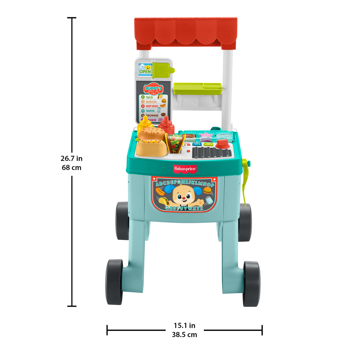 Fisher-Price Laugh & Learn 4-In-1 Snack Cart Walker Baby & Toddler Learning Toy With 14 Play Pieces