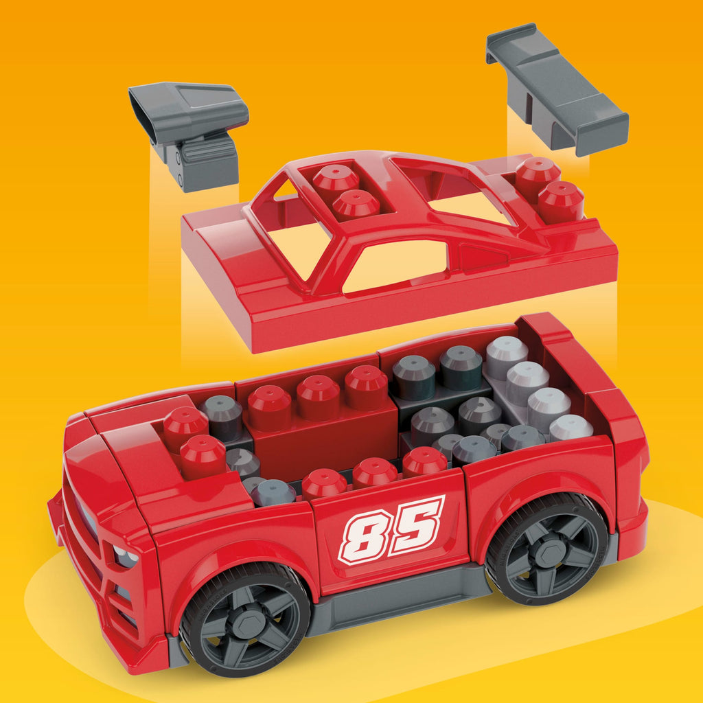 MEGA BLOKS Build & Go Race Car Block Toy With Rolling Wheels (26 Pieces) For Kids
