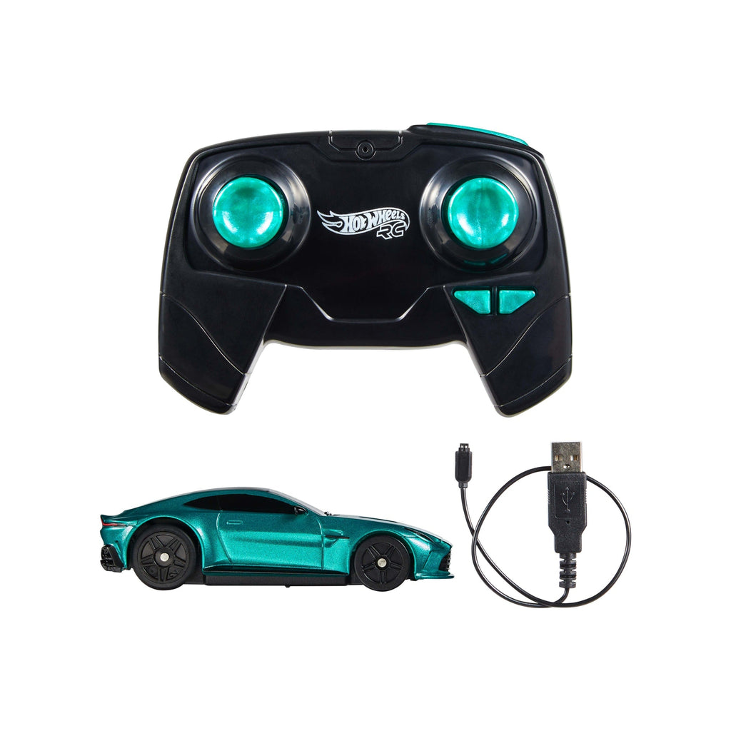 Hot Wheels RC 1:64 Scale Aston Martin Vantage Vehicle, Battery-Powered, Remote-Control Race Toy Car