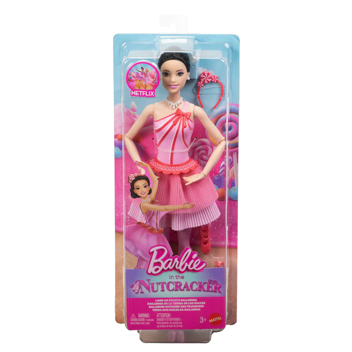 Barbie in The Nutcracker Land Of Sweets Ballerina Renee Doll With Brown Hair, Tutu And Candy Themed Accessories
